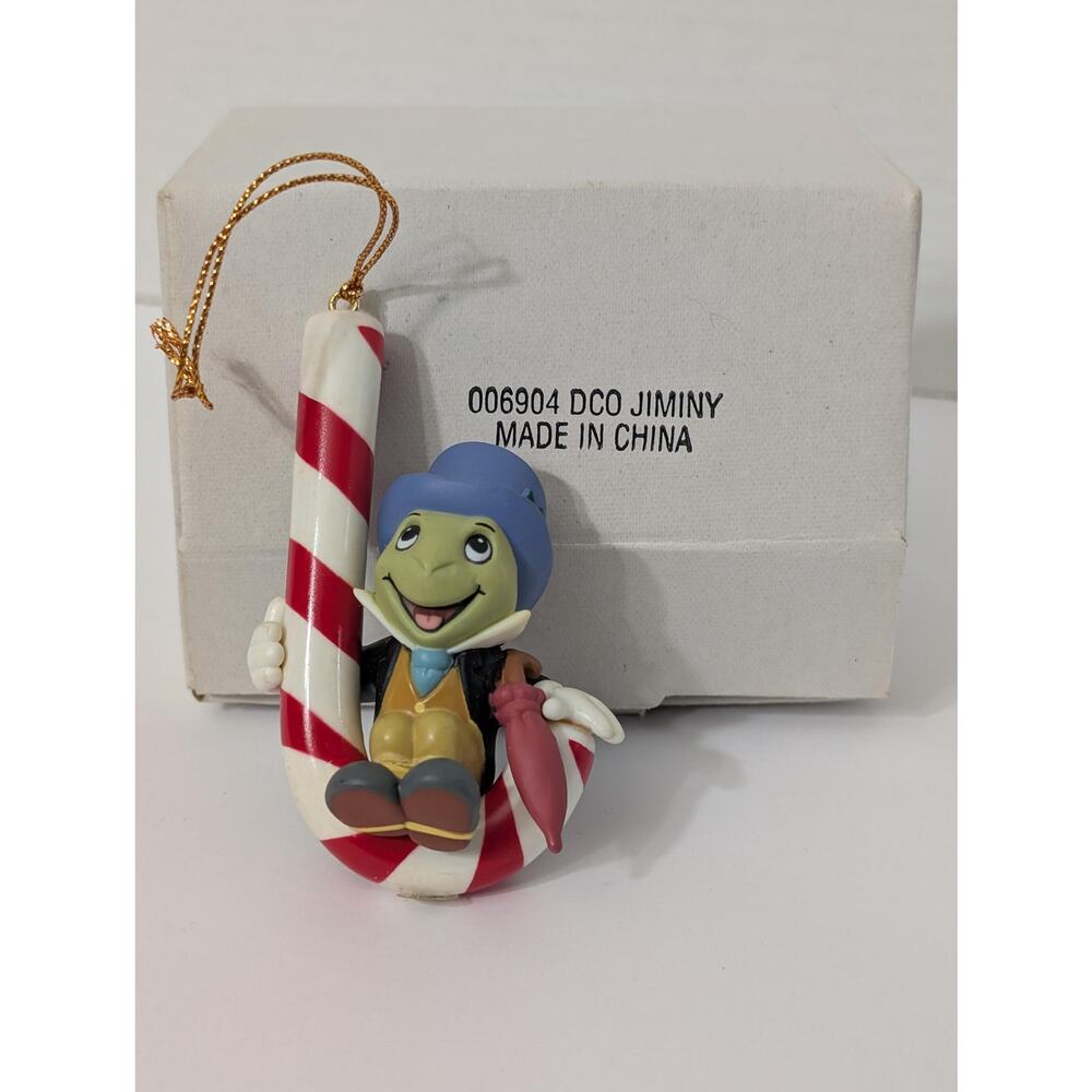 006904 Grolier Jiminy Cricket Candy Cane Christmas Ornament Disney Collectible